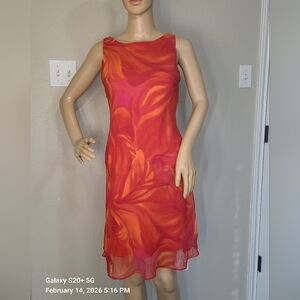 Y2k Giorgio Fiorelli Vibrant Red and Orange Midi Dress
